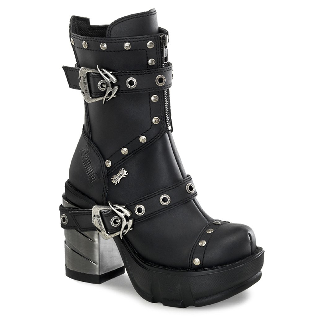 Bottines Demonia Sinister 201 Vegan Cuir Femme - Noir 29084-MDWJ